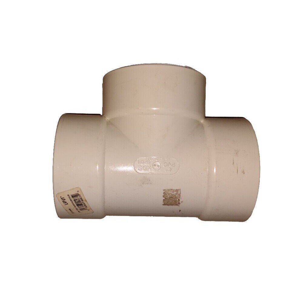 NDS L4P01 PVC Tee 4" x 4" x 4" White Plumbing PVC 8" X 4 1/2" X 6 1/2"